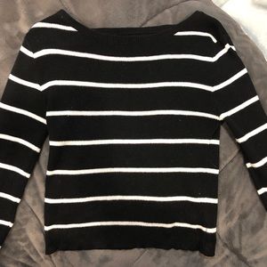 Black & white striped long sleeve sweater